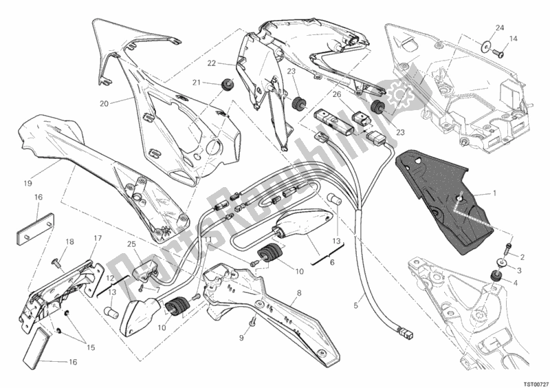 Toutes les pièces pour le Feu Arrière du Ducati Superbike 1199 Panigale S ABS USA 2012